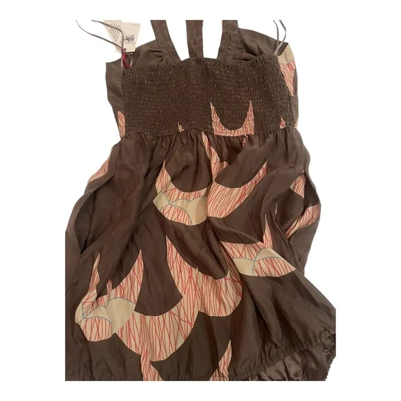 $188 Anthropology Harkham Brown Silk Mini Dress Tunic Medium NWT - Picture 15 of 15